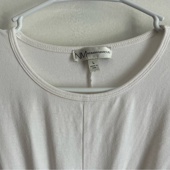 Neiman Marcus White Scoop Neck T-Shirt - Size L, Rayon-Spandex Blend, Twist - Picture 9 of 10